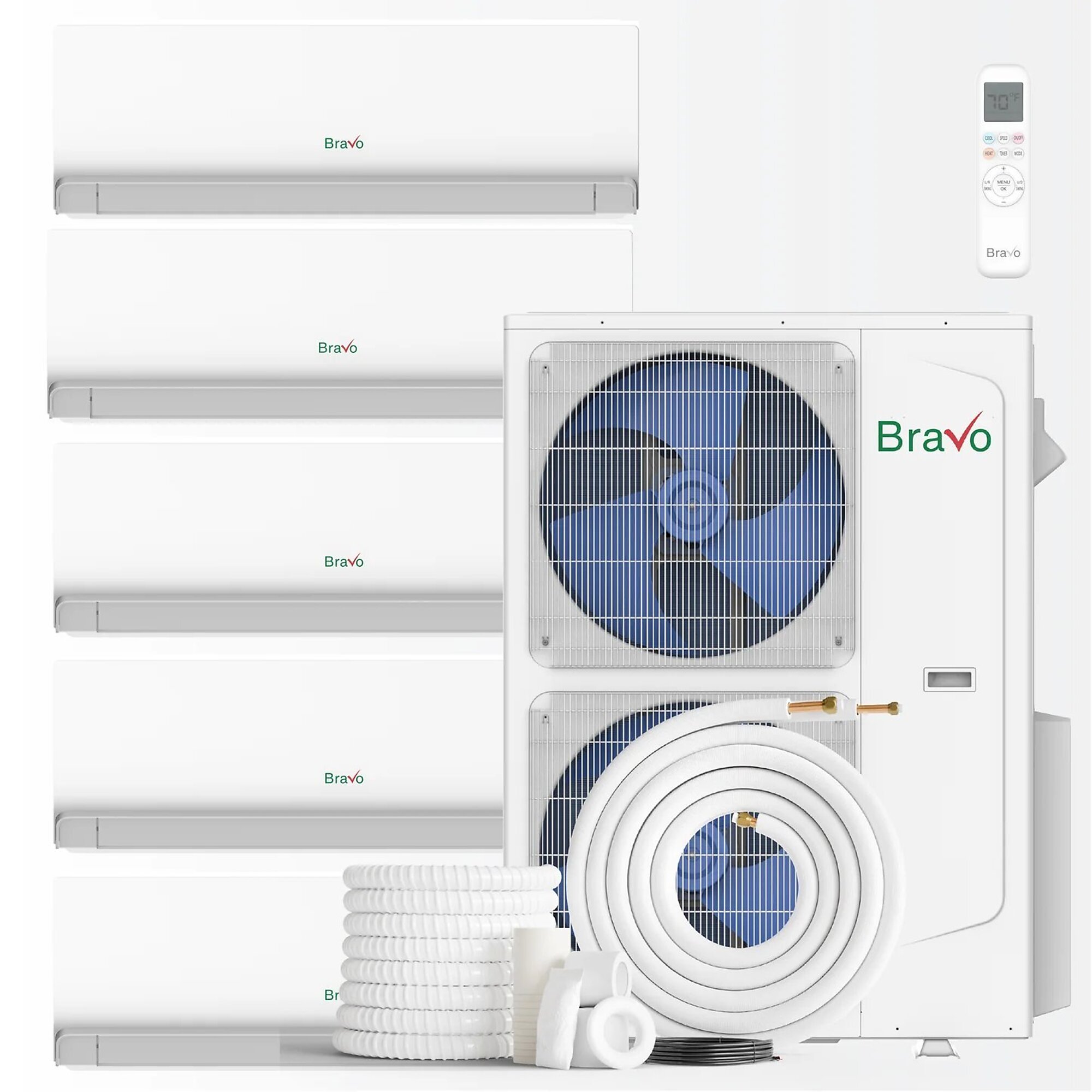 Bravo 2-Zone Mini Split AC & Pump 42000 BTU Ceiling Cassette 9K+9K